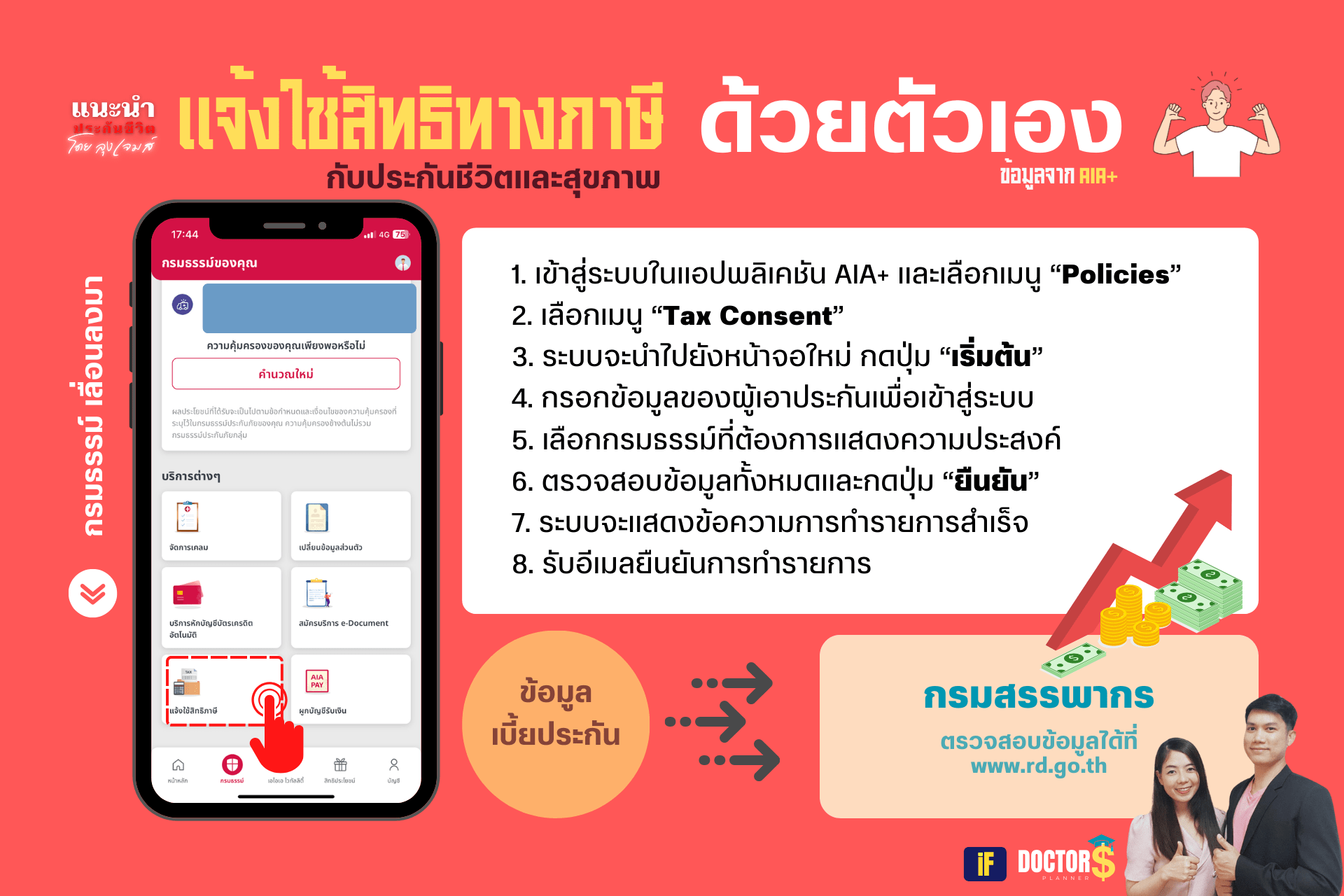 ขั้นตอนการแจ้งความประสงค์ขอใช้สิทธิทางภาษีเอไอเอ